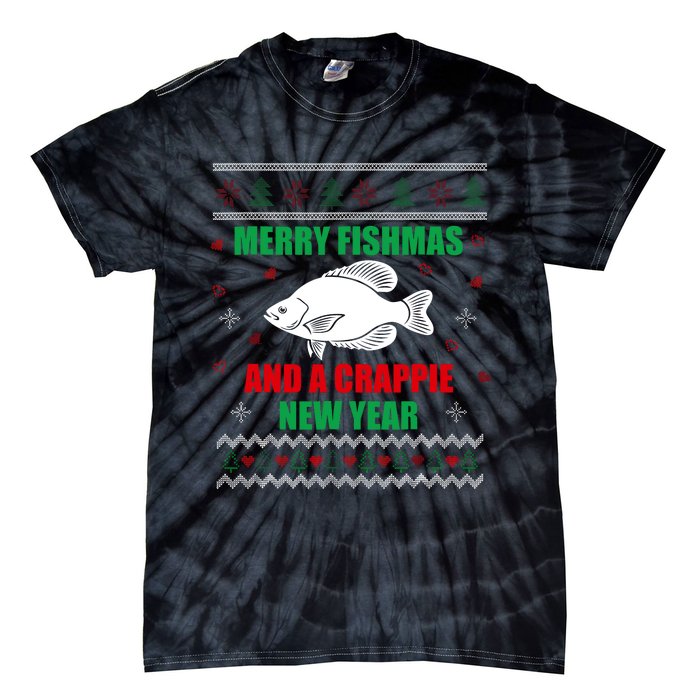 Merry Fishmas Fish Fishing Fisherman Ugly Christmas Xmas Tie-Dye T-Shirt