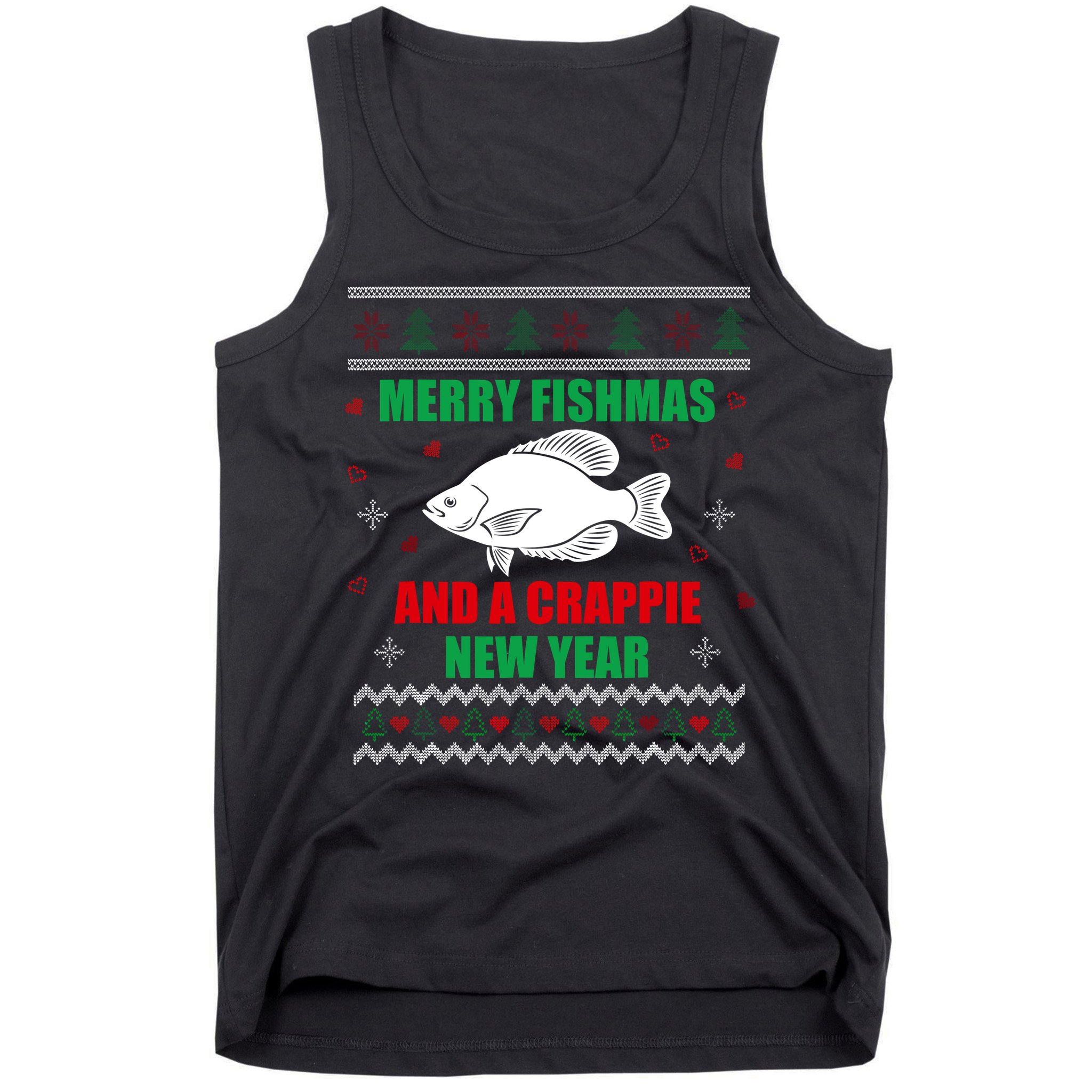 Merry Fishmas Fish Fishing Fisherman Ugly Christmas Xmas Tank Top