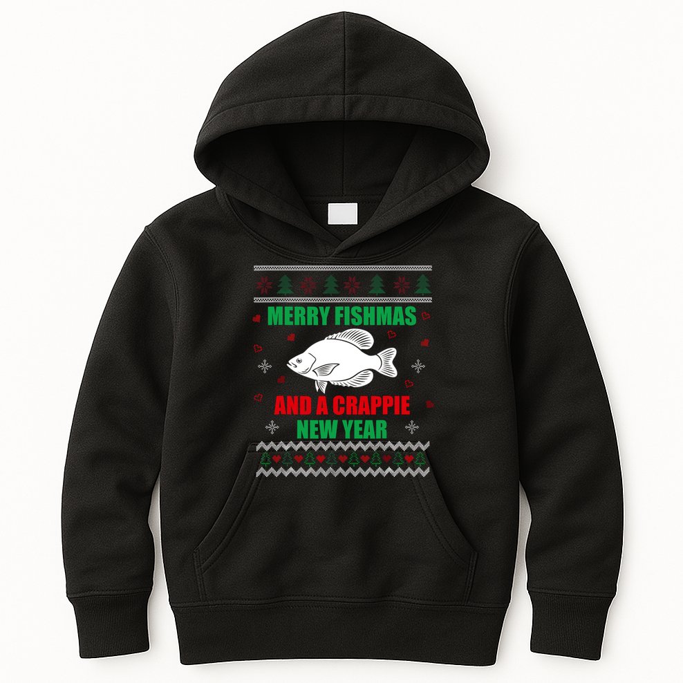 Merry Fishmas Fish Fishing Fisherman Ugly Christmas Xmas Kids Hoodie