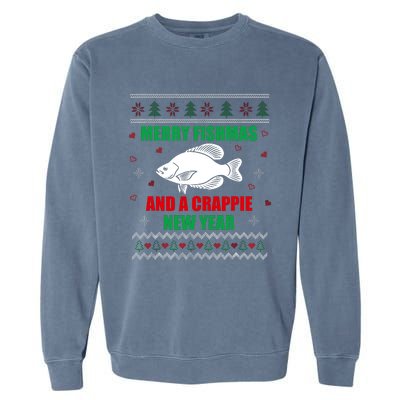 Merry Fishmas Fish Fishing Fisherman Ugly Christmas Xmas Garment-Dyed Sweatshirt