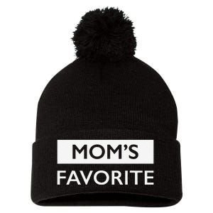 MomS Favorite Funny Sibling Joke MotherS Day Gift Pom Pom 12in Knit Beanie