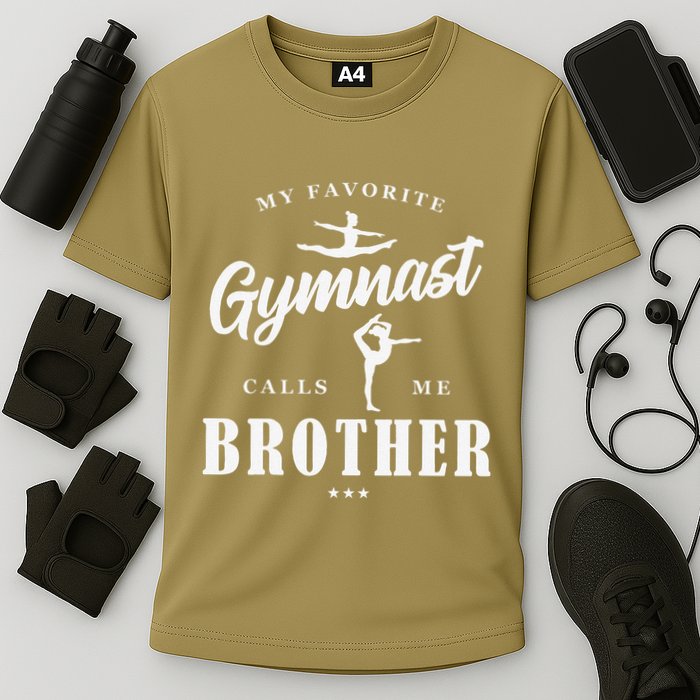 My Favorite Gymnast Calls Me Brother BDay Family Party Cooling Performance Crew T-Shirt