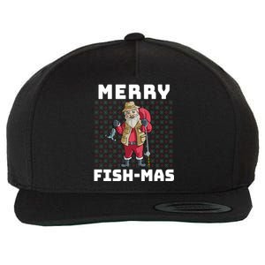 Merry Fishmas Gift Fishing Santa Christmas Gift Top Wool Snapback Cap