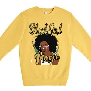 Melanin Funny Gift Afro Diva Eyeglasses Black Magic Gift Premium Crewneck Sweatshirt