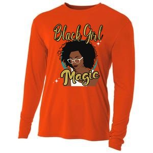 Melanin Funny Gift Afro Diva Eyeglasses Black Magic Gift Cooling Performance Long Sleeve Crew