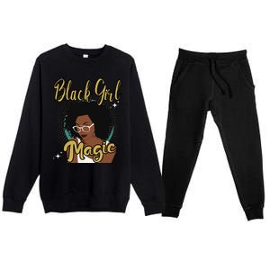 Melanin Funny Gift Afro Diva Eyeglasses Black Magic Gift Premium Crewneck Sweatsuit Set