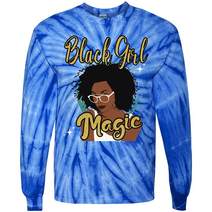 Melanin Funny Gift Afro Diva Eyeglasses Black Magic Gift Tie-Dye Long Sleeve Shirt