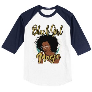 Melanin Funny Gift Afro Diva Eyeglasses Black Magic Gift Baseball Sleeve Shirt