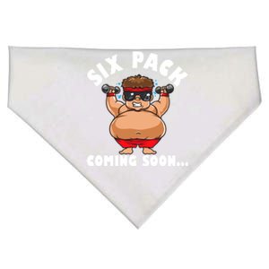 Men Funny Gym Six Pack Coming Soon Gift Cartoon Design Gift USA-Made Doggie Bandana