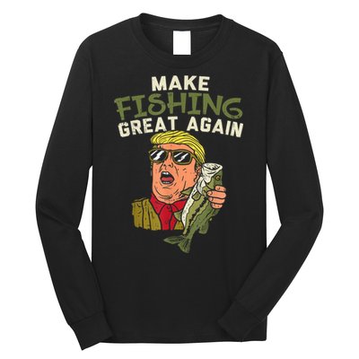 Make Fishing Great Again Trump Funny Fisherman Angler Long Sleeve Shirt