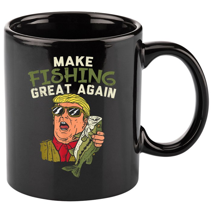 Make Fishing Great Again Trump Funny Fisherman Angler 11oz C Handle Ceramic Mug