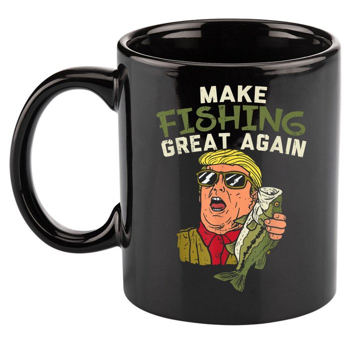 Make Fishing Great Again Trump Funny Fisherman Angler 11oz C Handle Ceramic Mug