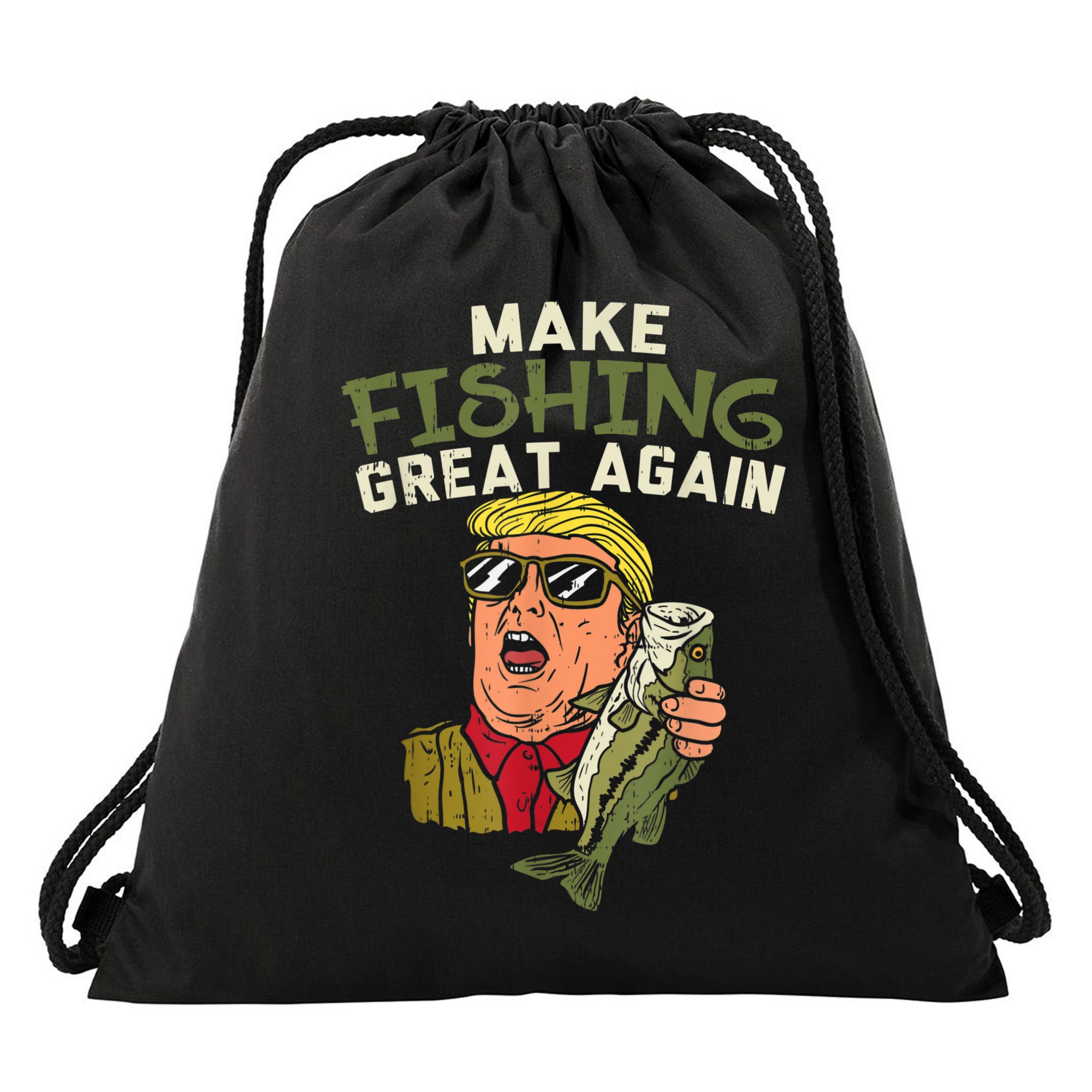 Make Fishing Great Again Trump Funny Fisherman Angler Drawstring Bag