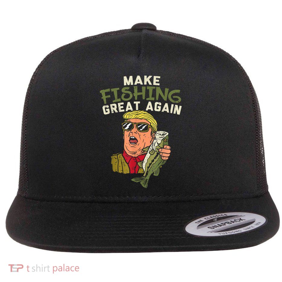 Make Fishing Great Again Trump Funny Fisherman Angler Flatbill Hat