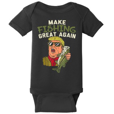 Make Fishing Great Again Trump Funny Fisherman Angler Baby Bodysuit