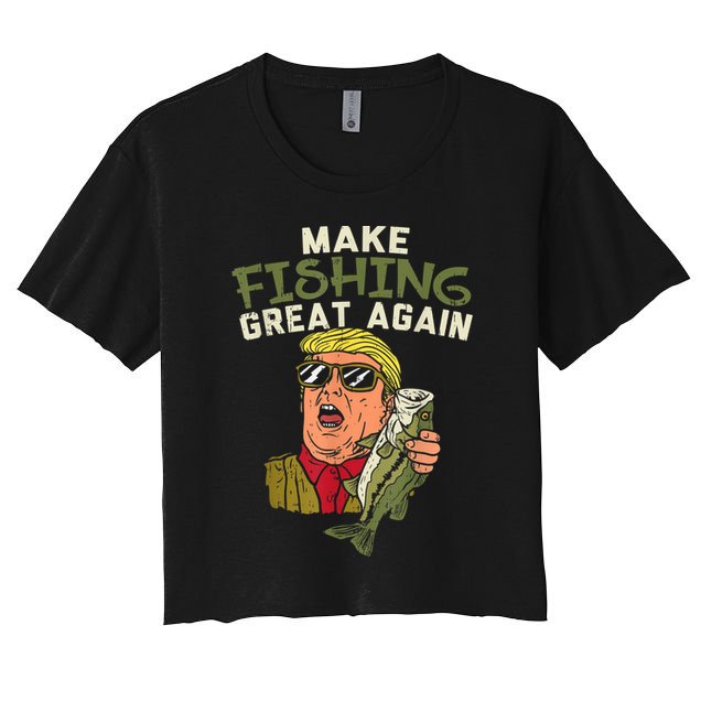 Make Fishing Great Again Trump Funny Fisherman Angler Crop Top