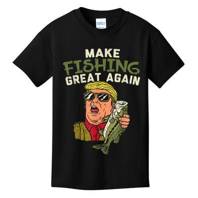 Make Fishing Great Again Trump Funny Fisherman Angler Kids T-Shirt