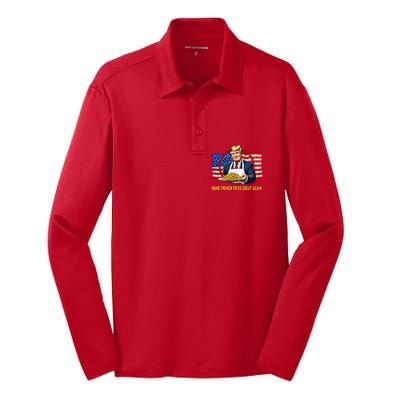 Make Fries Great Again Donald Trump Silk Touch Performance Long Sleeve Polo