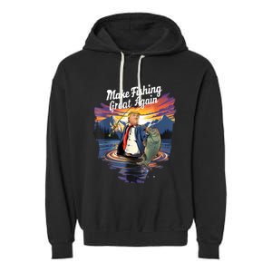 Make Fishing Great Angler Gift Garment-Dyed Fleece Hoodie