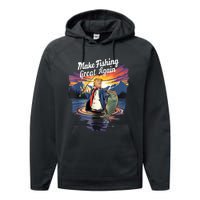 Make Fishing Great Angler Gift Performance Fleece Hoodie