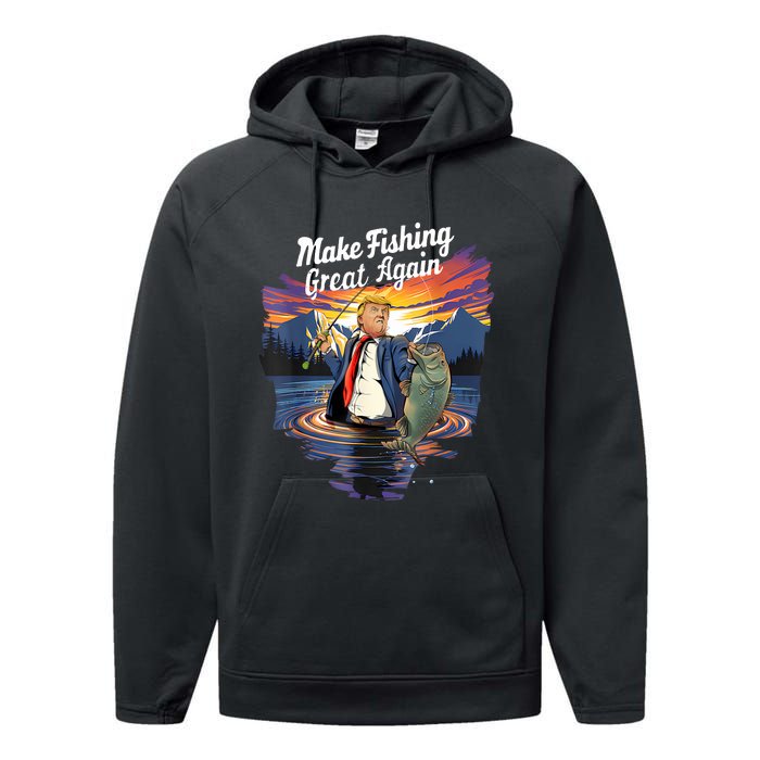 Make Fishing Great Angler Gift Performance Fleece Hoodie