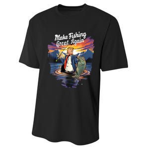 Make Fishing Great Angler Gift Performance Sprint T-Shirt