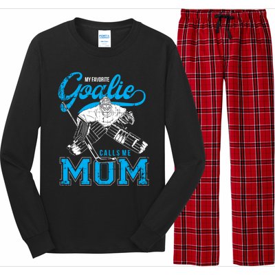 My Favorite Goalie Calls Mom Ice Hockey Player Sport Gift Long Sleeve Pajama Set