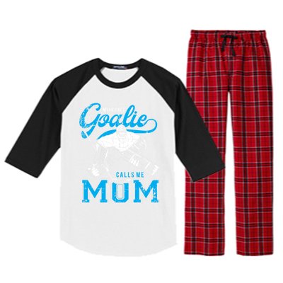 My Favorite Goalie Calls Mom Ice Hockey Player Sport Gift Raglan Sleeve Pajama Set