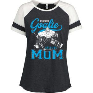 My Favorite Goalie Calls Mom Ice Hockey Player Sport Gift Enza Ladies Jersey Colorblock Tee