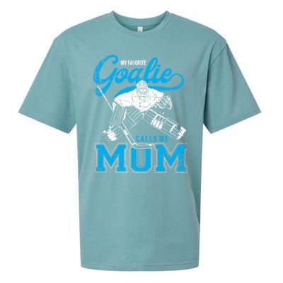 My Favorite Goalie Calls Mom Ice Hockey Player Sport Gift Sueded Cloud Jersey T-Shirt