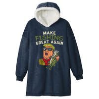 Make Fishing Great Again Trump Funny Fisherman Angler Gift Hooded Wearable Blanket