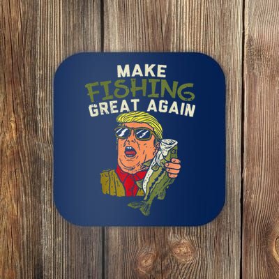 Make Fishing Great Again Trump Funny Fisherman Angler Gift Coaster