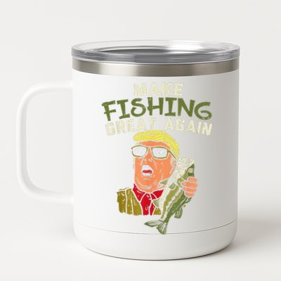 Make Fishing Great Again Trump Funny Fisherman Angler Gift 12 oz Stainless Steel Tumbler Cup