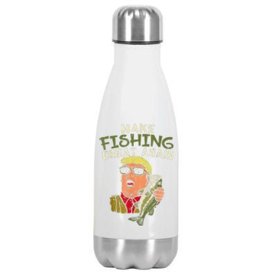 Make Fishing Great Again Trump Funny Fisherman Angler Gift Stainless Steel Insulated Water Bottle