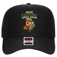 Make Fishing Great Again Trump Funny Fisherman Angler Gift High Crown Mesh Back Trucker Hat