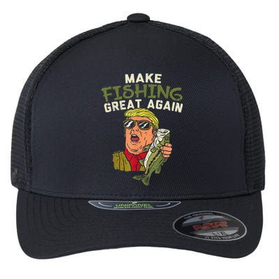 Make Fishing Great Again Trump Funny Fisherman Angler Gift Flexfit Unipanel Trucker Cap