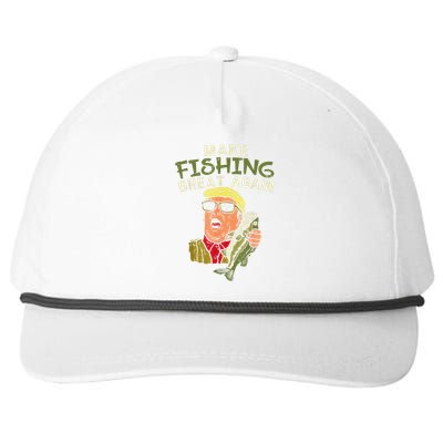 Make Fishing Great Again Trump Funny Fisherman Angler Gift Snapback Five-Panel Rope Hat