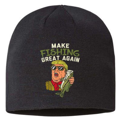 Make Fishing Great Again Trump Funny Fisherman Angler Gift Sustainable Beanie