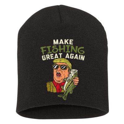 Make Fishing Great Again Trump Funny Fisherman Angler Gift Short Acrylic Beanie