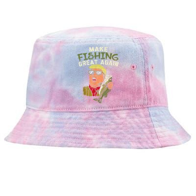 Make Fishing Great Again Trump Funny Fisherman Angler Gift Tie-Dyed Bucket Hat