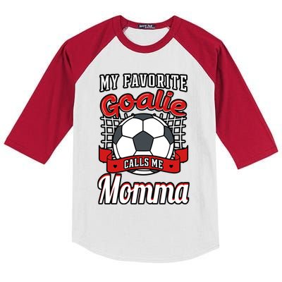 My Favorite Goalie Calls Me Momma Soccer Player Mother's Day Gift Kids Colorblock Raglan Jersey