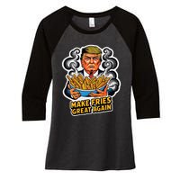 Make Fries Great Again Women's Tri-Blend 3/4-Sleeve Raglan Shirt