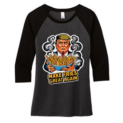 Make Fries Great Again Women's Tri-Blend 3/4-Sleeve Raglan Shirt