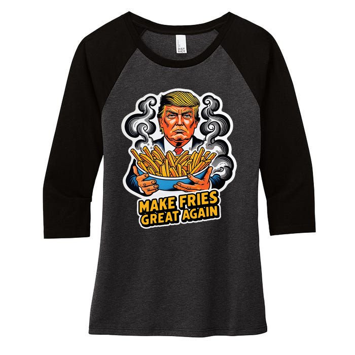 Make Fries Great Again Women's Tri-Blend 3/4-Sleeve Raglan Shirt