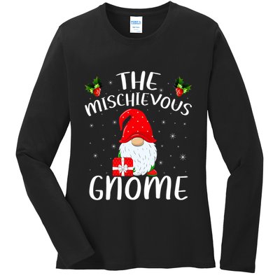 Matching Family Group Christmas The Mischievous Gnome Ladies Long Sleeve Shirt