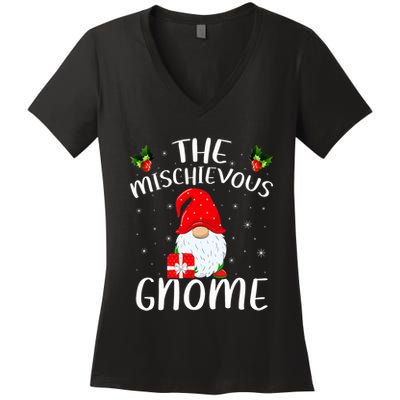 Matching Family Group Christmas The Mischievous Gnome Women's V-Neck T-Shirt