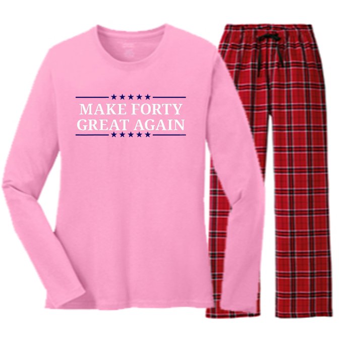 Make Forty Great Again Women's Long Sleeve Flannel Pajama Set 