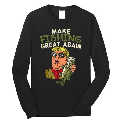 Make Fishing Great Again Trump Funny Fisherman Angler Gift Long Sleeve Shirt