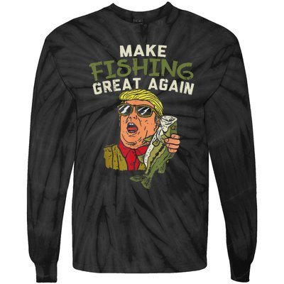 Make Fishing Great Again Trump Tie-Dye Long Sleeve Shirt