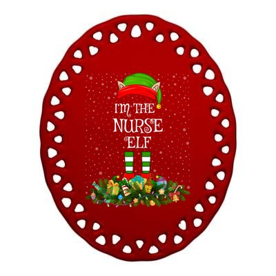 Matching Family Group Im The Nurse Elf Christmas Gift Ceramic Oval Ornament